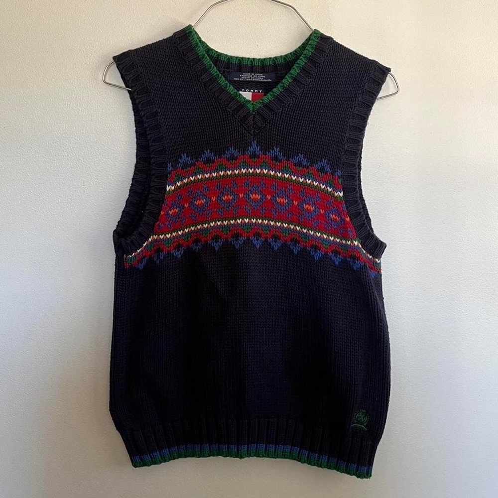 Navy 2000s colorful Navy cotton Tommy Hilfiger sweater vest